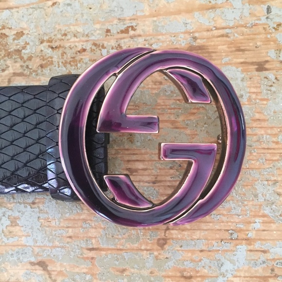 SOLD Gucci Purple Gold GG Leather Belt - Picture 7 of 8